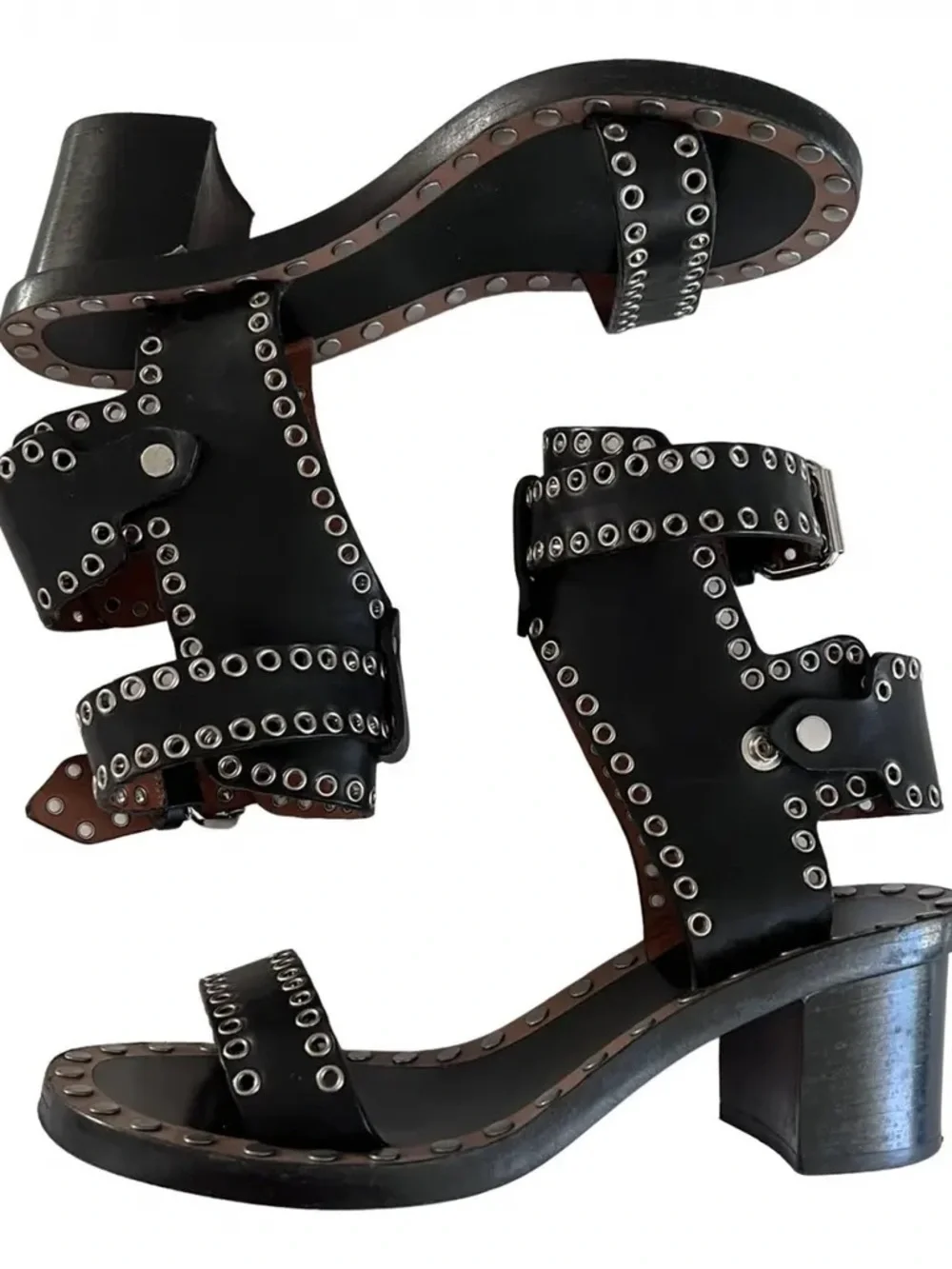 Isabel marant jaeryn Black Studded Suede Block Heel Sandals 40